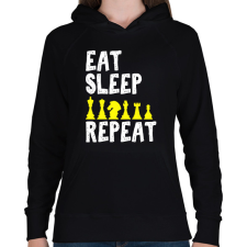 PRINTFASHION Eat, Sleep, Chess, Repeat - Női kapucnis pulóver - Fekete női pulóver, kardigán