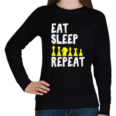 PRINTFASHION Eat, Sleep, Chess, Repeat - Női pulóver - Fekete