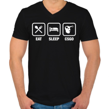 PRINTFASHION EAT SLEEP CSGO - Férfi V-nyakú póló - Fekete férfi póló