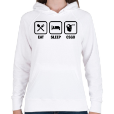 PRINTFASHION EAT SLEEP CSGO - Női kapucnis pulóver - Fehér női pulóver, kardigán