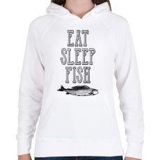 PRINTFASHION Eat, sleep, fish. - Női kapucnis pulóver - Fehér