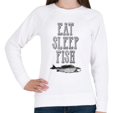 PRINTFASHION Eat, sleep, fish. - Női pulóver - Fehér