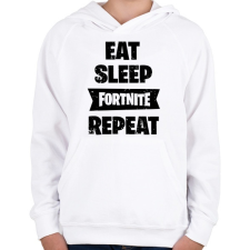PRINTFASHION Eat-Sleep-Fortnite-Repeat - Gyerek kapucnis pulóver - Fehér gyerek pulóver, kardigán