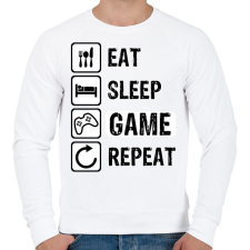 PRINTFASHION Eat, Sleep, Game, Repeat - Férfi pulóver - Fehér férfi pulóver, kardigán