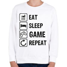 PRINTFASHION Eat, Sleep, Game, Repeat - Gyerek pulóver - Fehér gyerek pulóver, kardigán