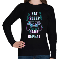 PRINTFASHION Eat sleep game repeat - Női pulóver - Fekete női pulóver, kardigán