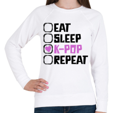 PRINTFASHION eat sleep kpop repeat - Női pulóver - Fehér