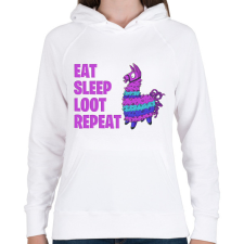 PRINTFASHION Eat Sleep Loot Repeat - Női kapucnis pulóver - Fehér női pulóver, kardigán