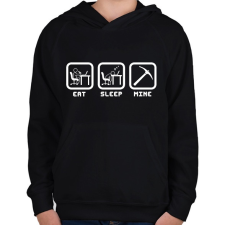 PRINTFASHION Eat Sleep Minecraft - Gyerek kapucnis pulóver - Fekete gyerek pulóver, kardigán