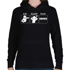 PRINTFASHION Eat, Sleep, Play Fortnite - Női kapucnis pulóver - Fekete női pulóver, kardigán