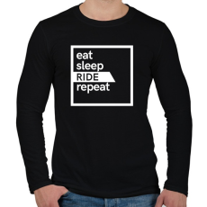 PRINTFASHION Eat sleep ride repeat - Férfi hosszú ujjú póló - Fekete