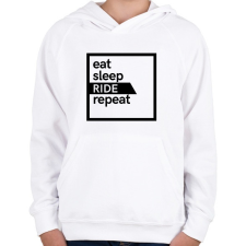 PRINTFASHION Eat sleep ride repeat  - Gyerek kapucnis pulóver - Fehér gyerek pulóver, kardigán