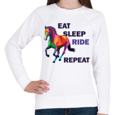 PRINTFASHION Eat sleep RIDE repeat - Női pulóver - Fehér női pulóver, kardigán