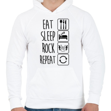 PRINTFASHION Eat Sleep Rock Repeat 2 - Férfi kapucnis pulóver - Fehér