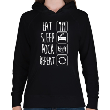 PRINTFASHION Eat Sleep Rock Repeat - Női kapucnis pulóver - Fekete női pulóver, kardigán