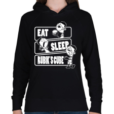 PRINTFASHION Eat, sleep, Rubik's cube - Női kapucnis pulóver - Fekete női pulóver, kardigán