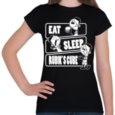 PRINTFASHION Eat, sleep, Rubik's cube - Női póló - Fekete