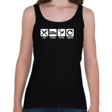 PRINTFASHION Eat Sleep Score Repeat - Női atléta - Fekete női trikó