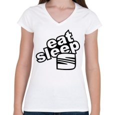 PRINTFASHION Eat Sleep Seat - Női V-nyakú póló - Fehér