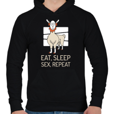 PRINTFASHION EAT SLEEP SEX REPEAT - Férfi kapucnis pulóver - Fekete férfi pulóver, kardigán