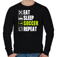 PRINTFASHION Eat Sleep Soccer Repeat - Férfi pulóver - Fekete férfi pulóver, kardigán