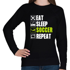 PRINTFASHION Eat Sleep Soccer Repeat - Női pulóver - Fekete