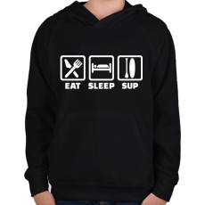 PRINTFASHION Eat Sleep SUP - Gyerek kapucnis pulóver - Fekete