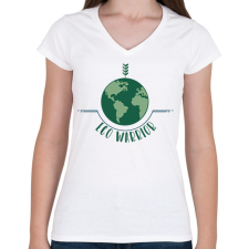 PRINTFASHION Eco warrior - Női V-nyakú póló - Fehér női póló