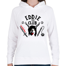 PRINTFASHION Eddie Munson Fan Club - Női kapucnis pulóver - Fehér női pulóver, kardigán