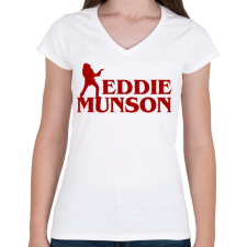 PRINTFASHION Eddie Munson - Női V-nyakú póló - Fehér női póló