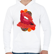 PRINTFASHION Édes ajkak - Férfi kapucnis pulóver - Fehér