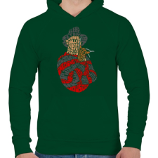 PRINTFASHION Édes álom - Férfi kapucnis pulóver - Sötétzöld férfi pulóver, kardigán