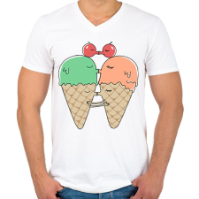 PRINTFASHION Édes csók - fagyi - Férfi V-nyakú póló - Fehér férfi póló