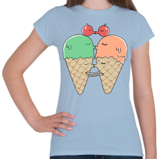 PRINTFASHION Édes csók - fagyi - Női póló - Világoskék