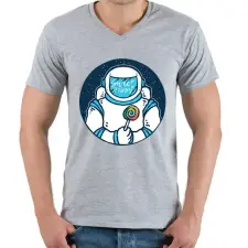 PRINTFASHION Édes Galaxis - Férfi V-nyakú póló - Sport szürke férfi póló