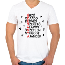 PRINTFASHION ÉDESANYA - Férfi V-nyakú póló - Fehér férfi póló