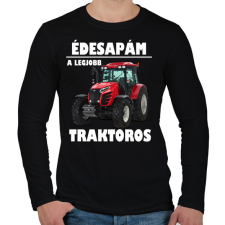 PRINTFASHION Édesapám a legjobb traktoros - Férfi hosszú ujjú póló - Fekete férfi póló