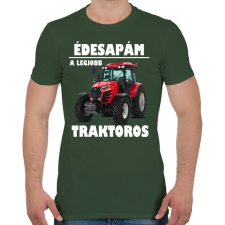 PRINTFASHION Édesapám a legjobb traktoros - Férfi póló - Katonazöld férfi póló