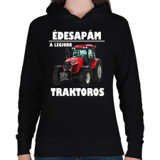 PRINTFASHION Édesapám a legjobb traktoros - Női kapucnis pulóver - Fekete női pulóver, kardigán