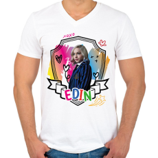 PRINTFASHION Edin firka - Férfi V-nyakú póló - Fehér