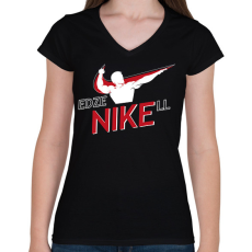 PRINTFASHION EdzeNIKEll - Női V-nyakú póló - Fekete