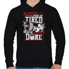 PRINTFASHION Edzés pihenés nélkül! - Férfi kapucnis pulóver - Fekete férfi pulóver, kardigán