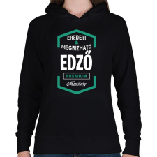 PRINTFASHION Edző prémium minőség - Női kapucnis pulóver - Fekete női pulóver, kardigán