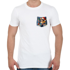 PRINTFASHION Egér zsebben - vicces karácsonyi kisegér mikulás sapkában - Férfi póló - Fehér férfi póló