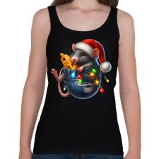 PRINTFASHION Egér zsebben - vicces karácsonyi kisegér mikulás sapkában - Női atléta - Fekete női trikó