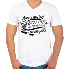 PRINTFASHION Egész évben szeretek piálni - Augusztus - Férfi V-nyakú póló - Fehér férfi póló