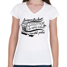 PRINTFASHION Egész évben szeretek piálni - Augusztus - Női V-nyakú póló - Fehér női póló