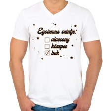 PRINTFASHION Egoizmus szintje - Férfi V-nyakú póló - Fehér férfi póló