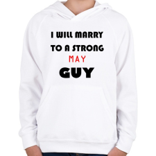 PRINTFASHION Egy erős májusi pasihoz fogok hozzá menni - Gyerek kapucnis pulóver - Fehér gyerek pulóver, kardigán