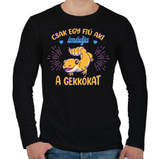 PRINTFASHION Egy fiú - Gekkó - Férfi hosszú ujjú póló - Fekete férfi póló